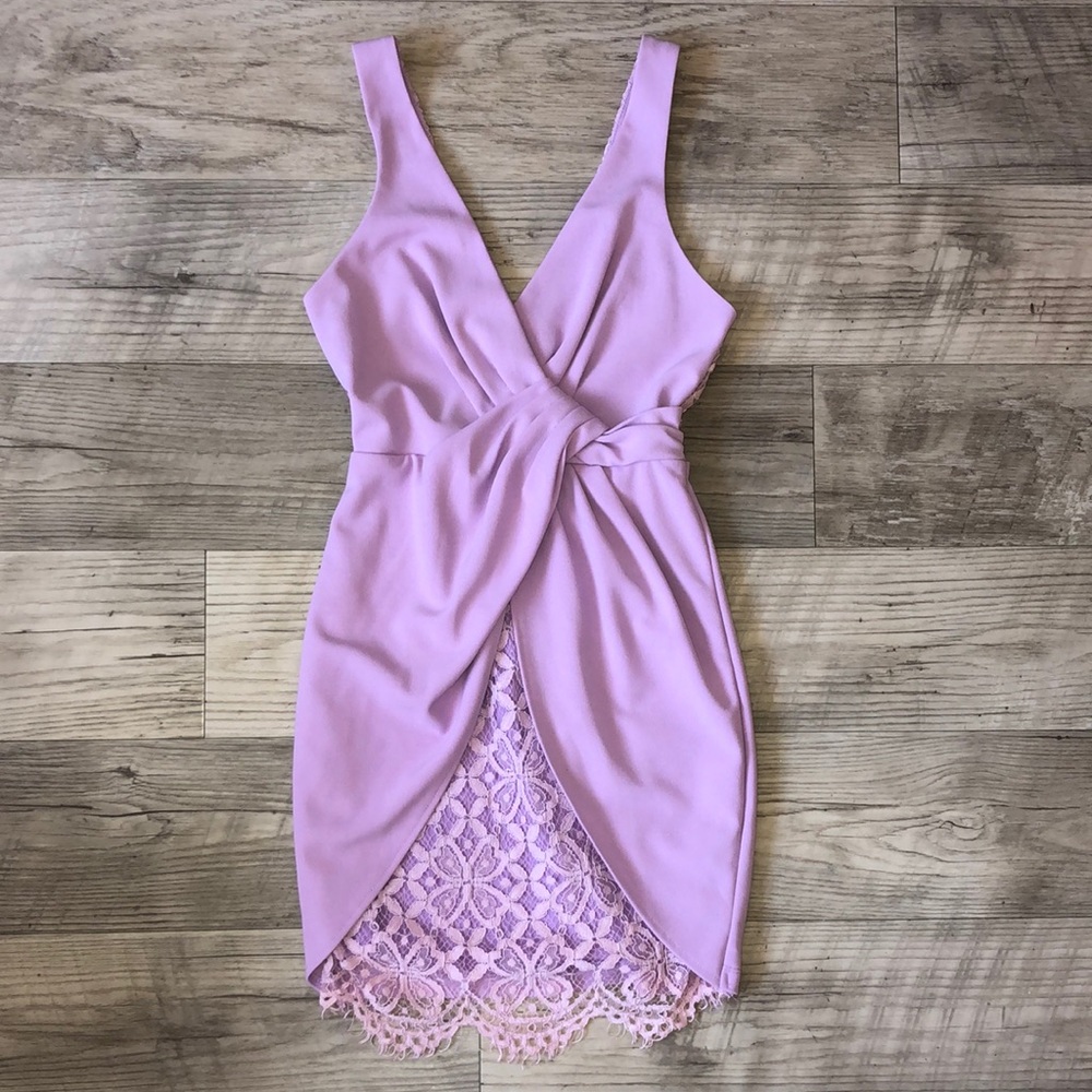 SHOWPO Lavender Lace Mini Dress